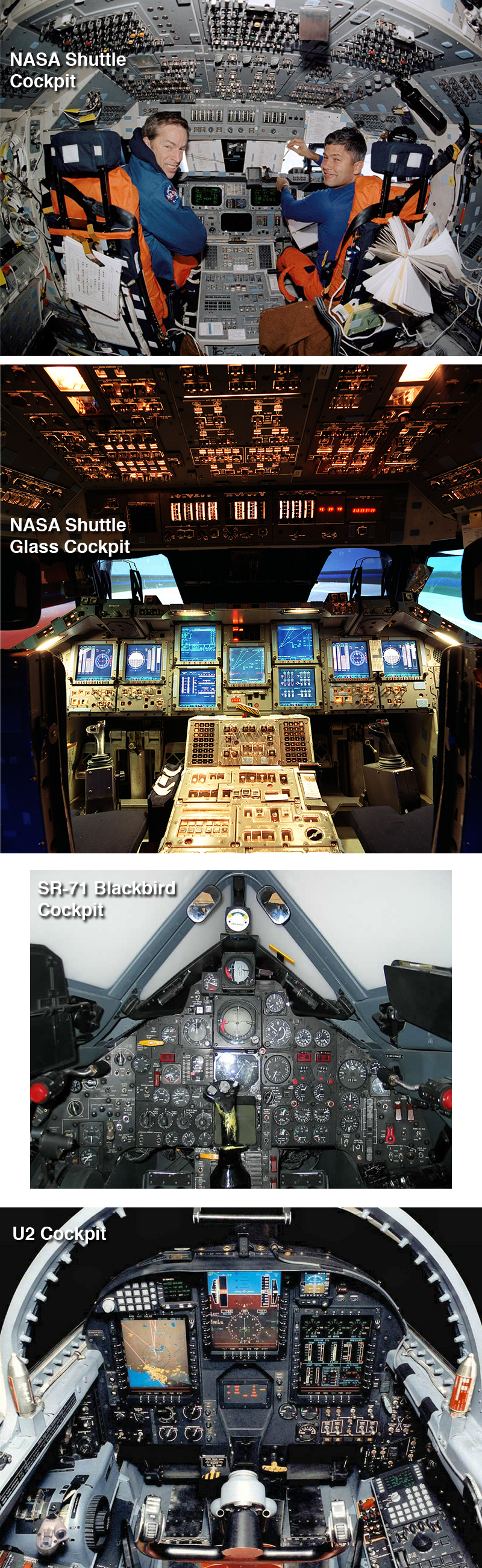 NASA Space Shuttle SR-71 Blackbird U2 Cockpit Designs