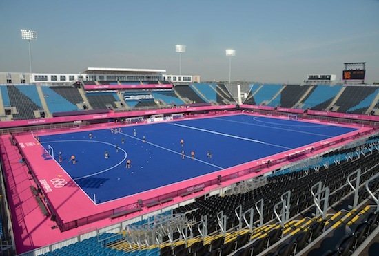 Olympics field hockey blue turf