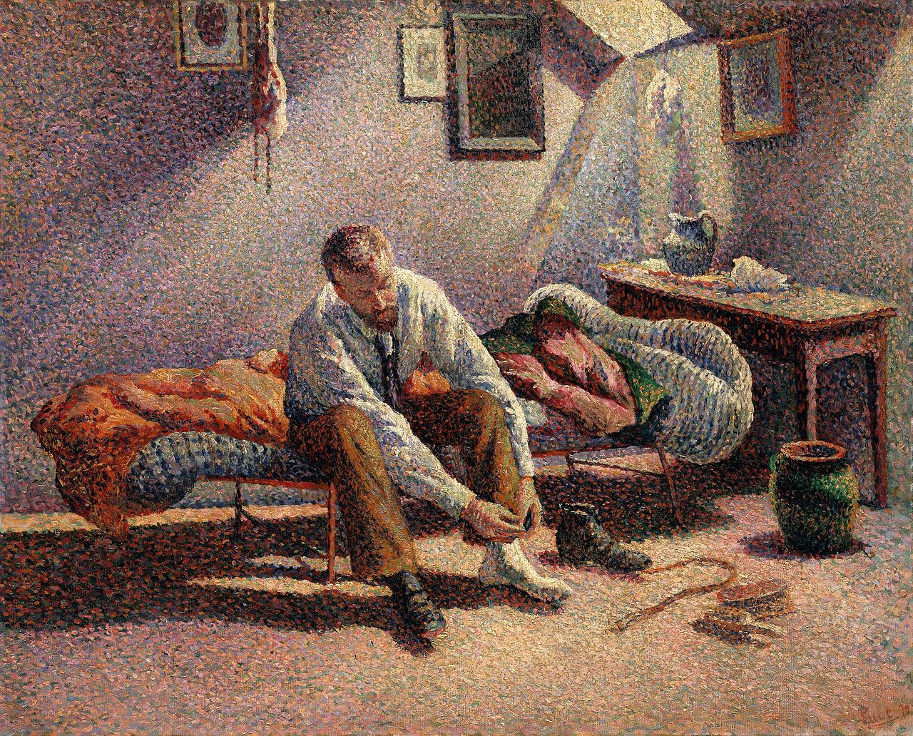 Maximilien Luce, Morning, Interior, 1890, using pointillist technique